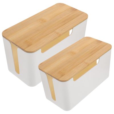 VILLCASE 2pcs Box Lid Stylish Cord Organizer for Hides and Cables Capacity for Tidy Desktop Storage