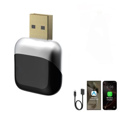 2 in 1 Wireless CarPlay Adapter & Android Auto Adapter, Upgrade Wired CarPlay to Wireless, Mini Car Play Dongle for Cars from 2016