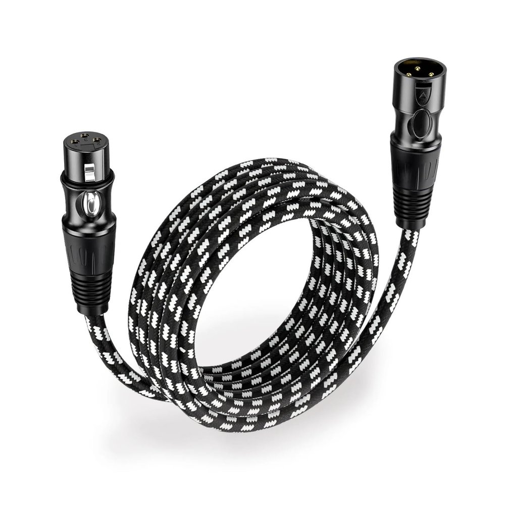ACGTUY XLR Cables 3-Pin XLR Male to Female Balanced Microphone Cable Gold Plated XLR Cable Compatible with The Mixer Amplifiers Record Etc(Black,2m)