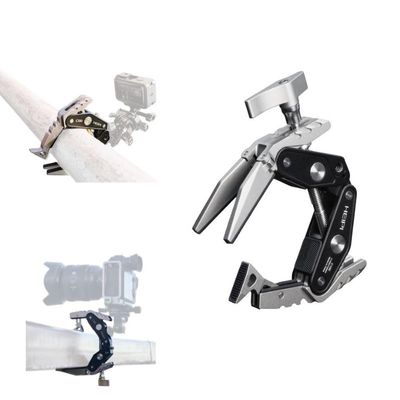 HEIPI Super Clamp Phone Camera Mount Holder 2-in-1 Clamp & Stand Design with 1/4"-20 & 3/8"-16 Screw Mount Adapter Holder Max Clamping 3.93 inch for Tripod Accessories, Phone, Action, DSLR Camera