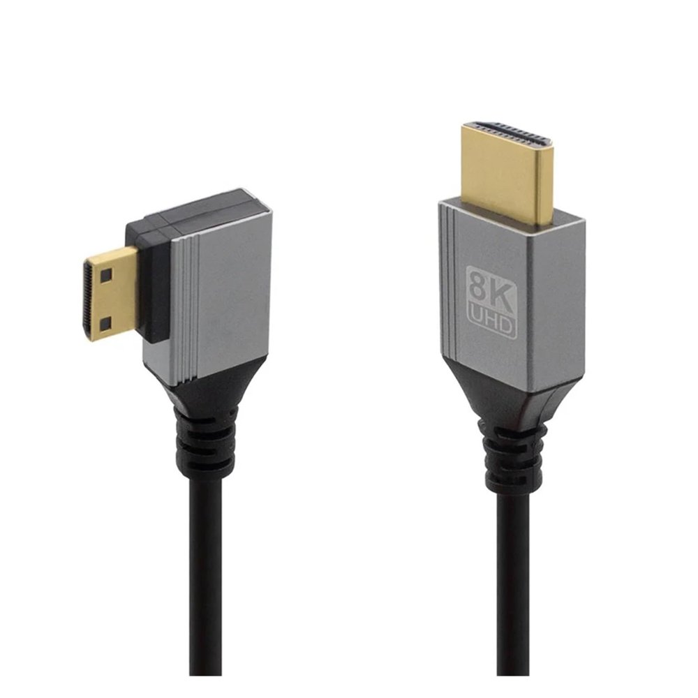 ACGTUY 0.5m 1m 8K UHD Cable 90 Degree Up/Down/Left/Right Angle -HD m;ic/ro -HD to HD Port Thin Cord Compatible with The Camera HDTV Camcorder(MiniHD Left,0.5m)