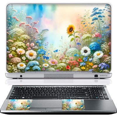 11.6 12 Inch Laptop Skin Sticker Cover Premium Sticker Cover Art Decal Decorative (Included 2 Wrist Pad Skins) - Wild Flower Painting