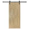 32 in. x 86 in. 6 Panel Hollow Core Oak Finished PVC Composite Interior Sliding Barn Door with Hardware Kit view 1