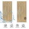 32 in. x 86 in. 6 Panel Hollow Core Oak Finished PVC Composite Interior Sliding Barn Door with Hardware Kit view 2