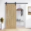 32 in. x 86 in. 6 Panel Hollow Core Oak Finished PVC Composite Interior Sliding Barn Door with Hardware Kit view 3