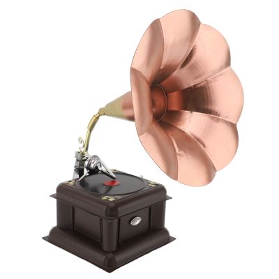 Vintage Phonograph Model, Retro Gramophone Turntable with Details and Clear Grain, Rugged Construction, Multifunctional, Vintage Design, Good Idea, Exquisite (Bronze) (Red Bronze)