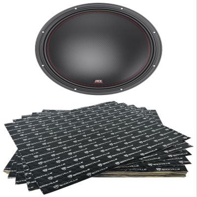 Audiosavings Bundle: 7515-22 15" 1500W Peak / 750W RMS Dual 2-Ohm Competition Subwoofer Bundle with Rockville RockMat 50-25 50 Sq Ft 2.5MM 100 MIL Sound Vibration Deadener Car Kit (2 Items)