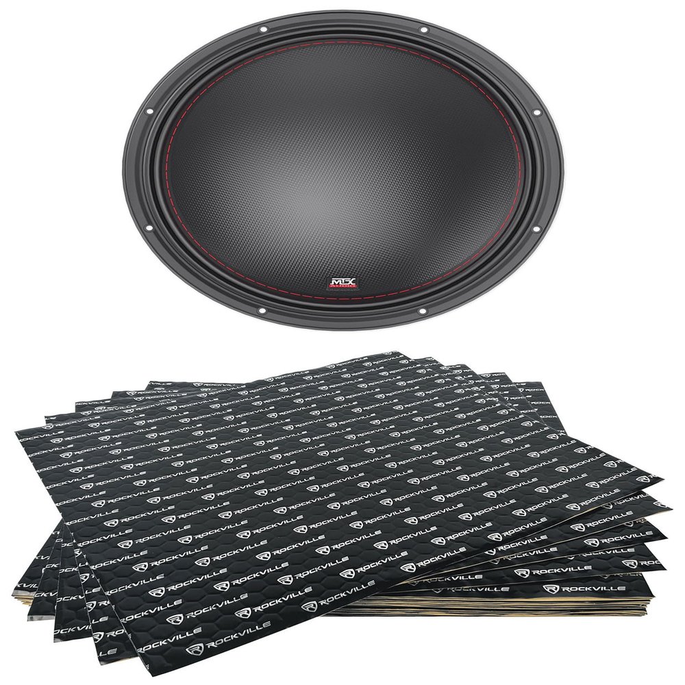 Audiosavings Bundle: 7515-22 15" 1500W Peak / 750W RMS Dual 2-Ohm Competition Subwoofer Bundle with Rockville RockMat 50-25 50 Sq Ft 2.5MM 100 MIL Sound Vibration Deadener Car Kit (2 Items)