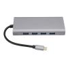 11 in 1 USB C Hub, Multiport Adapter with 4xUSB3.0, HD 4K VGA, RJ45 Ethernet, PD Charging, 3.5mm Sound, Memory Card Reader Deep Sky Gray Aluminum Alloy Docking Station view 1