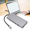 11 in 1 USB C Hub, Multiport Adapter with 4xUSB3.0, HD 4K VGA, RJ45 Ethernet, PD Charging, 3.5mm Sound, Memory Card Reader Deep Sky Gray Aluminum Alloy Docking Station view 3