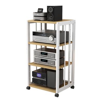 WLCGYD Height Adjustable Amplifier Rack Shelf, 3/4/5 - Layer Av Media Stand with Casters for Record Player/Receiver/Entertainment Stereo Components, Home Audio-Video Shelving Cart(4tier)