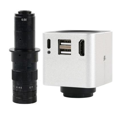 1080P 60FPS HDMI USB Video Microscope Camera Multifunction Measurement & 180X C-Mount Lens - Silver