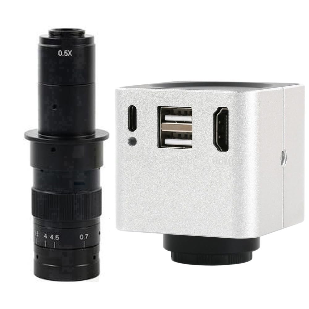 1080P 60FPS HDMI USB Video Microscope Camera Multifunction Measurement & 180X C-Mount Lens - Silver