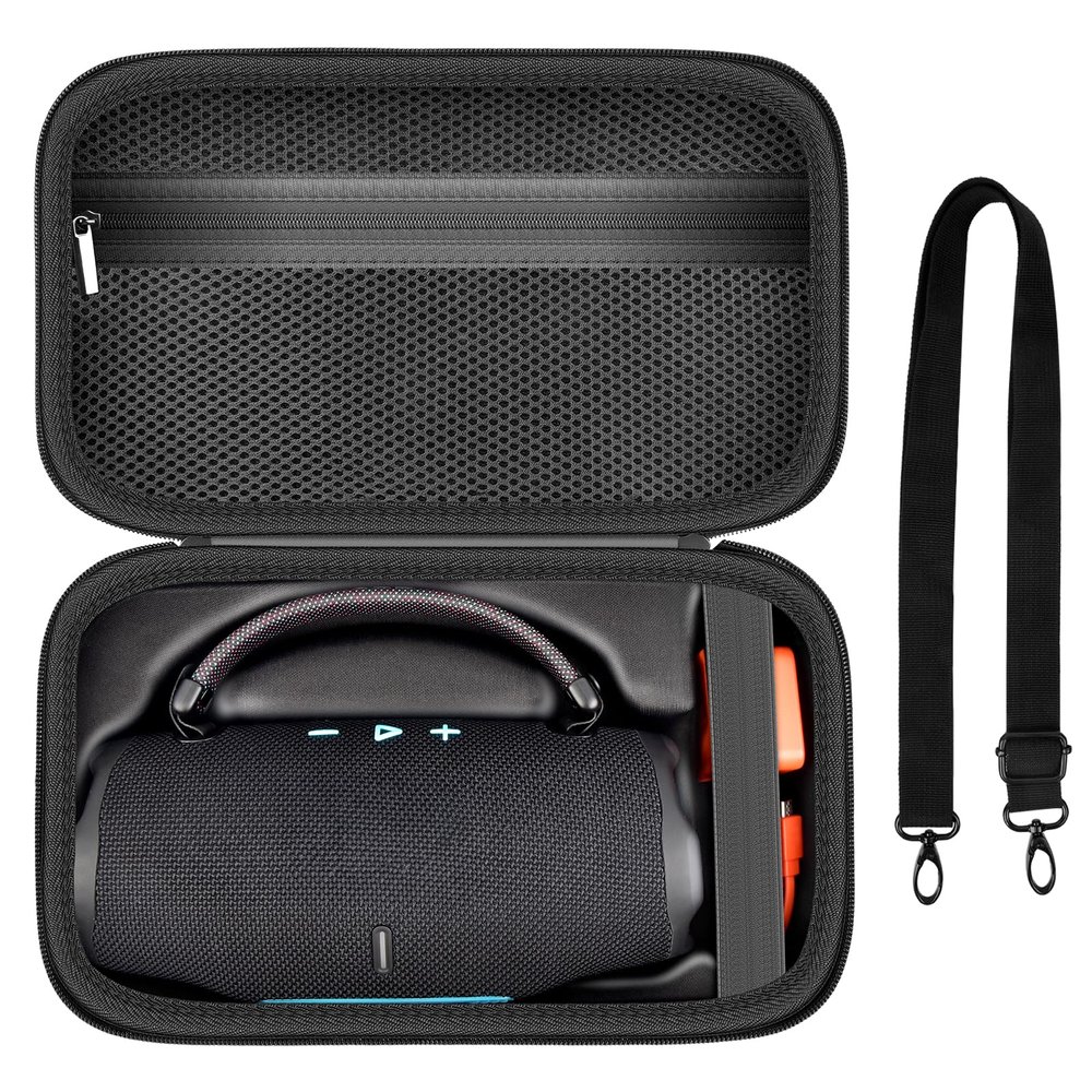 ANKHOH Case for Charge 6 Portable Bluetooth Speaker, Speaker Case with Adjustable Shoulder Strap, Hard Travel Storage Holder with Internal Pockets for Charging Accessories (Box Only) (Black)