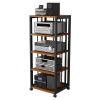 WLCGYD 43'' Tall Stereo Rack System Cabinet Speaker with Height-Adjustable Shelf, Video Game Console Stand - Load Capacity 330lbs,Rolling Audio Components Shelving for Living Room/Home/Office(Black) view 1