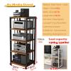 WLCGYD 43'' Tall Stereo Rack System Cabinet Speaker with Height-Adjustable Shelf, Video Game Console Stand - Load Capacity 330lbs,Rolling Audio Components Shelving for Living Room/Home/Office(Black) view 2