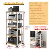 WLCGYD 43'' Tall Stereo Rack System Cabinet Speaker with Height-Adjustable Shelf, Video Game Console Stand - Load Capacity 330lbs,Rolling Audio Components Shelving for Living Room/Home/Office(White) view 2
