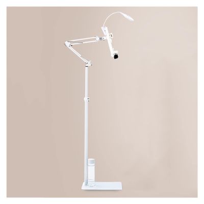 Adjustable Height Foldable Floor Standing Reading Shelf with Long Arm Floor Bracket and Adjustable Cook Book Stand Perfect for Table Bed or Sheet Music Stand