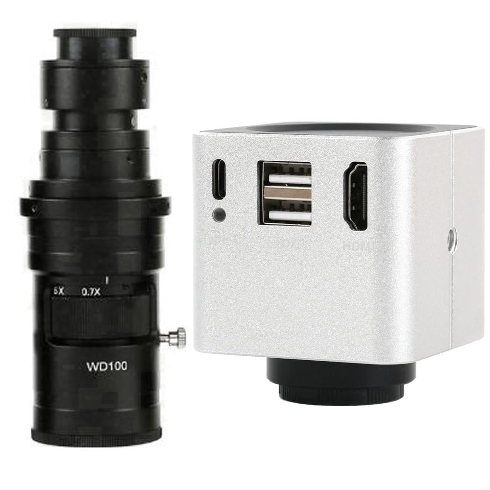 1080P 60FPS HDMI USB Video Microscope Camera Multifunction Measurement & 200X C-Mount Lens - Silver