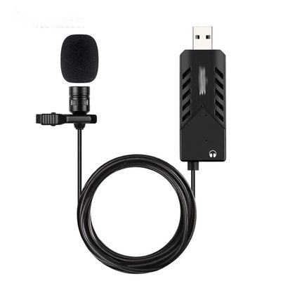 JKSVTF Lavalier Clip-on Cardioid Condenser Computer Mic Pluging and Play USB Microphone with Sound Card for PC