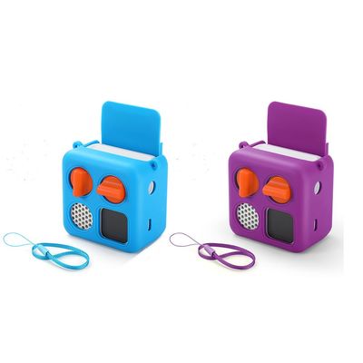 Shockproof Protective Jacket for Yoto Mini Player (2024), with Card Slot & Wrist Strap, Kid-Friendly Anti-Slip Silicone Case Cover - 2 Pack (Blue + Purple)