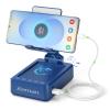 JTEMAN Cell Phone Stand with Bluetooth Speaker,HD Sound Adjustable Phone Holder,Birthday Gifts for Men Women, Cool Tech Kitchen Gadgets for Most Phones and Tablets-Blue view 1