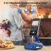 JTEMAN Cell Phone Stand with Bluetooth Speaker,HD Sound Adjustable Phone Holder,Birthday Gifts for Men Women, Cool Tech Kitchen Gadgets for Most Phones and Tablets-Blue view 2