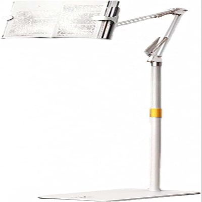HYUARB Adjustable Floor Stand for Hands Free Cooking and Reading Foldable Tablet Holder with Book Clip Height and Angle Adjustable