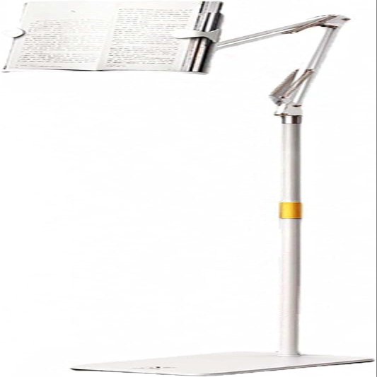 HYUARB Adjustable Floor Stand for Hands Free Cooking and Reading Foldable Tablet Holder with Book Clip Height and Angle Adjustable