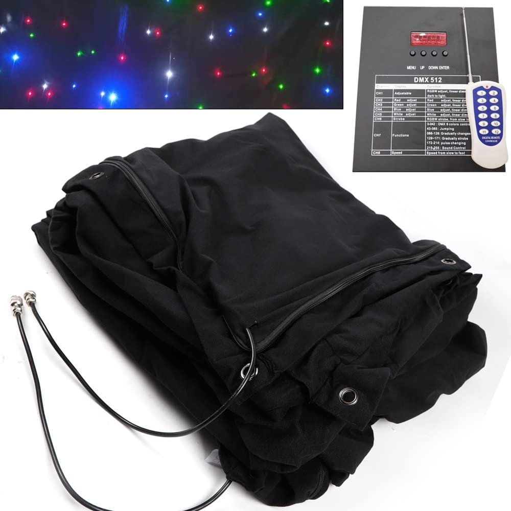 9.84FTx6.56FT LED Stage Starry Sky Cloth Stage Backdrop with Controller Foldable Drape Starlight Background LED Star Curtain for Wedding Christmas Party Club Show (9.84FTx6.56FT)