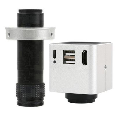 1080P 60FPS HDMI USB Video Microscope Camera Multifunction Measurement & 120X C-Mount Lens - Silver