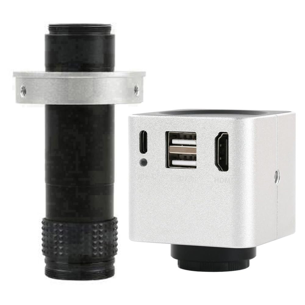1080P 60FPS HDMI USB Video Microscope Camera Multifunction Measurement & 120X C-Mount Lens - Silver