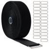 2" x32Ft Hook and Loop Straps Cinch Straps Heavy Duty with 25 Metal Buckles, Adjustable Fastening Cable Straps, Free Cut Length, Reusable Nylon Cable Ties for Organizer or Storage, 2 inch Wide Black view 1