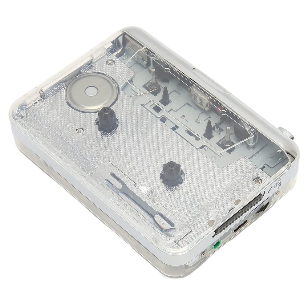 Cassette Player, Cassette to MP3 Converter Plug and Play Transparent 2 Power Supply Portable for Travel for Computer