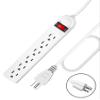Extension Cord 6 ft - Long Power Strip Surge Protector, 6 AC Outlet Flat Plug, Wall Mount, Multi Plug Outlet Extender Desk Charging Station for Computer Home Office Dorm Room Essentials (White) view 1