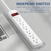 Extension Cord 6 ft - Long Power Strip Surge Protector, 6 AC Outlet Flat Plug, Wall Mount, Multi Plug Outlet Extender Desk Charging Station for Computer Home Office Dorm Room Essentials (White) view 2