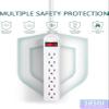 Extension Cord 6 ft - Long Power Strip Surge Protector, 6 AC Outlet Flat Plug, Wall Mount, Multi Plug Outlet Extender Desk Charging Station for Computer Home Office Dorm Room Essentials (White) view 4