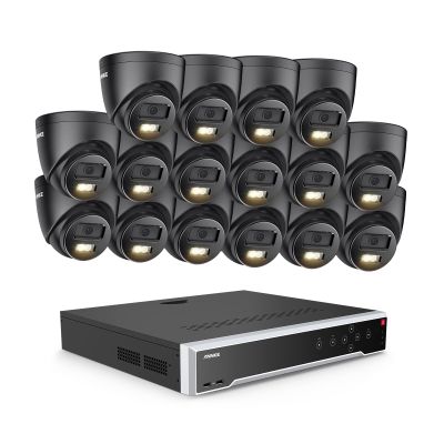 ANNKE PoE Security Camera System, 16 Ports Expandable 32CH 12MP H.265+ NVR, 16x 3K/5MP Wired IP Turret Cams with Mic, Color Night Vision, AI Motion & 1CH Face Detection, Compatible with Alexa, NO HDD