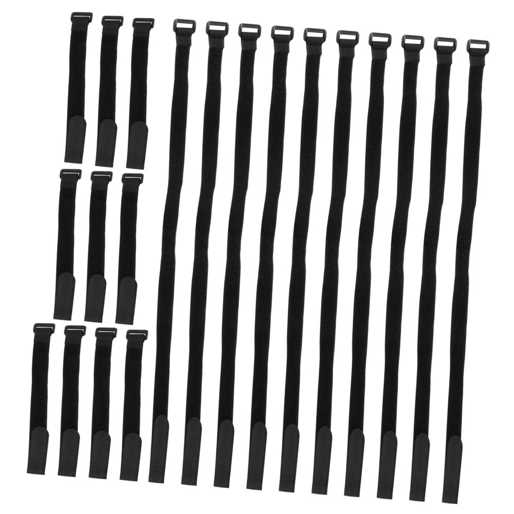 Lurrose 20pcs Hook and Nylon Cable Ties for Wire Organization Reusable Bundling Straps Black Nylon Fasteners for Cords and Hoses for Home and Garage Storage