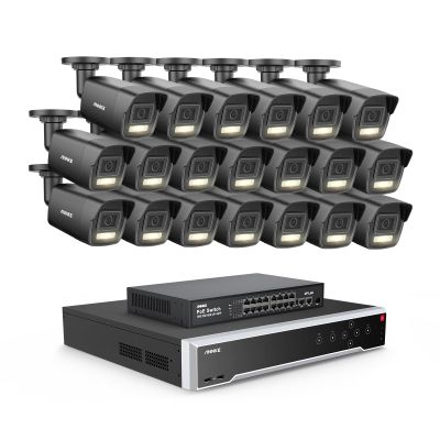 ANNKE PoE Security Camera System, 16 Ports Expandable 32CH 12MP H.265+ NVR, 20x 3K/5MP Wired IP Bullet Cams with Mic, Color Night Vision, AI Motion & 1CH Face Detection, Compatible with Alexa, NO HDD