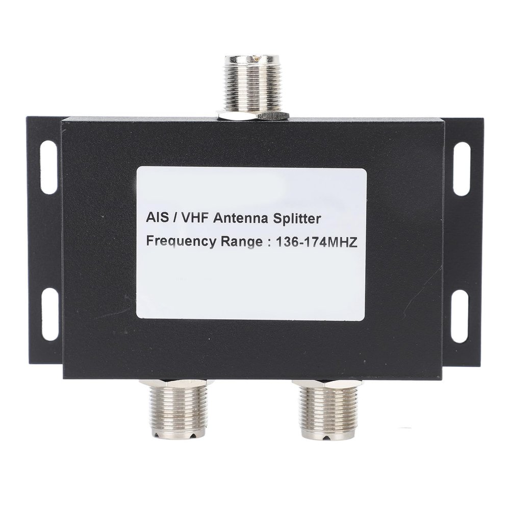 2 Way Antenna Power Splitter Dual Port Antenna Splitter 2 Way RF Splitter 136-174MHz for AIS Transponders VHF Radios with Aluminum Alloy Casing Design for Marine Systems