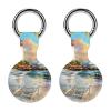 Coastal Lighthouse Seaside Scenery Protective Case Compatible with AirTag Silicone Case Key Finder with Keychain 2PCS view 1