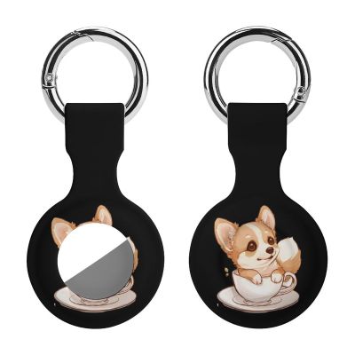 Corgi Corgffee Cute Protective Case Compatible with AirTag Silicone Case Key Finder with Keychain 1PCS