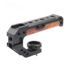 Wooden top Handle, Grip for DSLR Camera cage, Universal Handle with 3 Cold Shoe adapters with 3/8 and 1/4 Screw Holes view 1