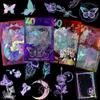 160Pcs Holographic Glitter Resin Stickers  4 Themes, Butterfly & Flower Stickers, Waterproof Transparent Decals for Scrapbooking, Journaling, Laptop & Water Bottle