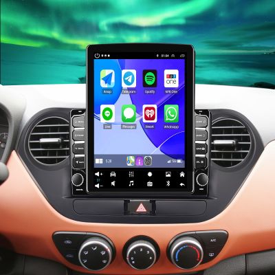4+64G Car Radio Stereo with Carplay Android Auto for Hyundai Grand I10 2014-2019, Android 14 9.7inch IPS Double Din Touch Screen Car Audio Receiver w/WiFi GPS w/Bluetooth SWC AHD Backup Camera Mic