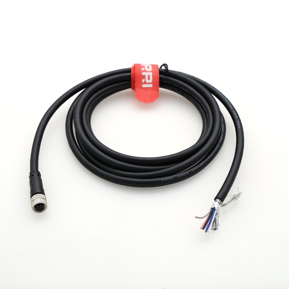 DRRI M8 A Code 6 Pin Female Moulded Open End Cable, IP68 Waterproof Sensor Actuator PVC Wire for PLC Signal Control Machine Wiring, for Triton Atlas Helios GPIO Prototyping, 1M