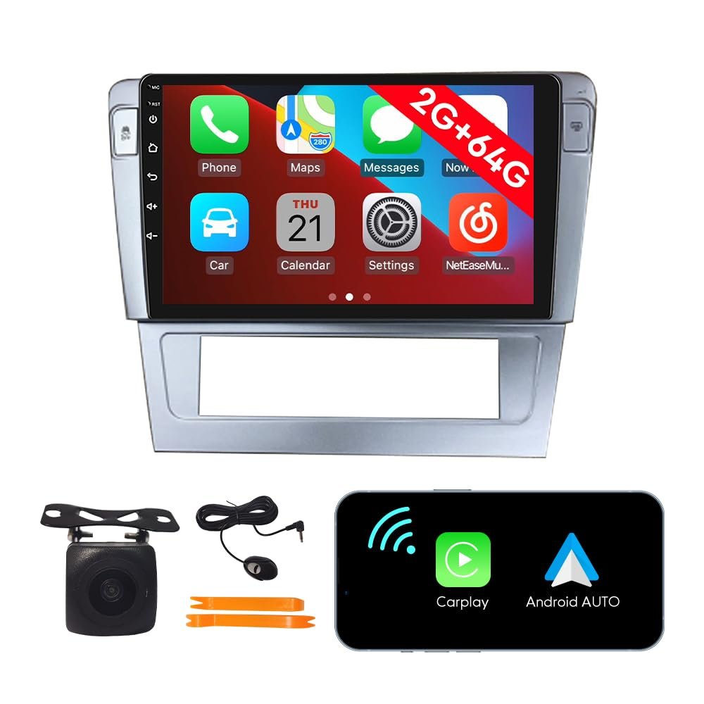 [2G 64G] Android Car Stereo FM Radio Carplay Android Auto 9" Touchscreen Headunit Media Player with Backup Camera for VW Passat B7 2004 2005 2006 2007 2008 2009 2010