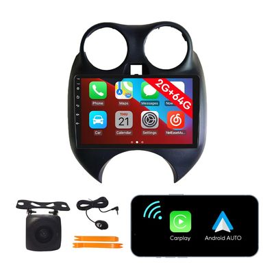 [2G 64G] Android Car Stereo FM Radio Carplay Android Auto 9" Touchscreen Headunit Media Player with Backup Camera for Nissan March 2010 2011 2012 2013 2014 2015 2016 2017