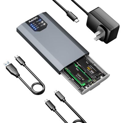 MAIWO Dual NVMe Clone SSD Enclosure, USB3.2 GEN2X2 10Gbps,Support AHCI to NVMe Clone, M.2 Duplicator Cloner for SSDs Sizes 2230/2242/2260/2280 with Indicator Light